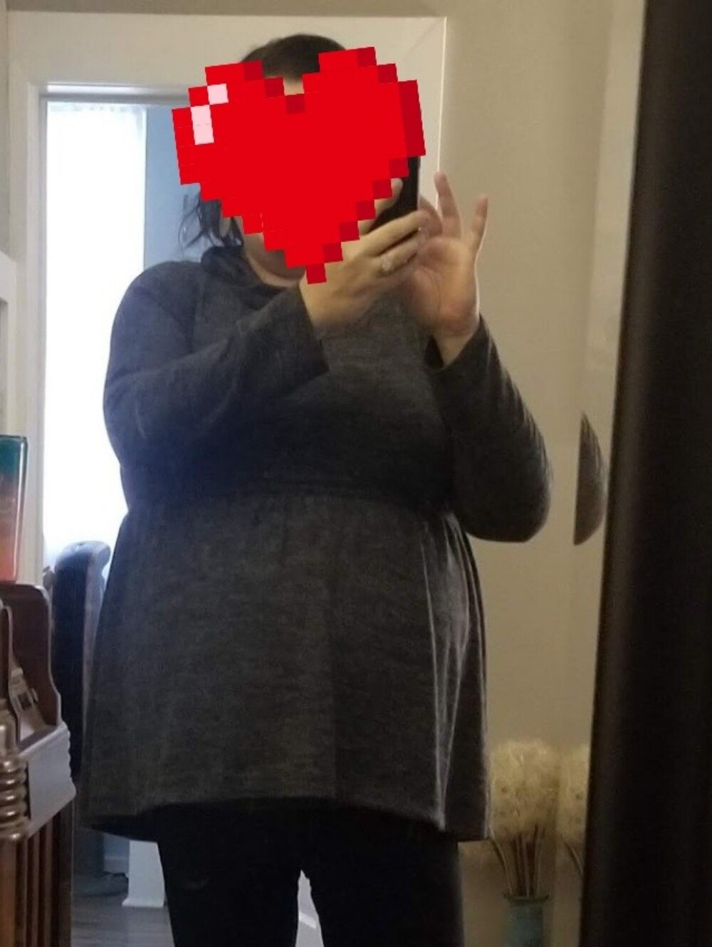 Torrid Plus Women’s Dark Gray Long Sleeve Knit Cowl Neck Babydoll Sweater